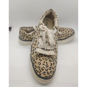 Toms Women's Sz 9.5 Leopard Print Canvas Shoes Laces